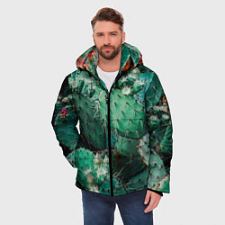 Куртка зимняя мужская Кактусы с цветами реализм, цвет: 3D-черный — фото 2