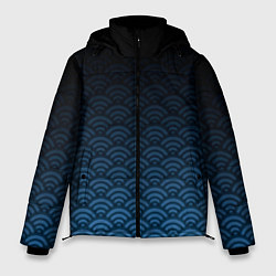 Куртка зимняя мужская Узор круги темный синий, цвет: 3D-черный