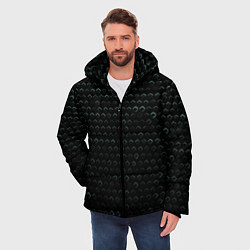Куртка зимняя мужская Текстура геометрия ромбы черны, цвет: 3D-черный — фото 2