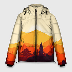Мужская зимняя куртка Горы закат пейзаж лиса арт