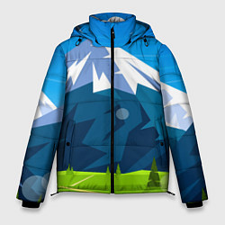 Куртка зимняя мужская Горы пейзаж природа вектор, цвет: 3D-черный