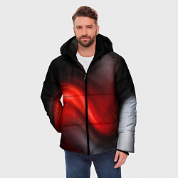 Куртка зимняя мужская BLACK RED WAVES АБСТРАКЦИЯ, цвет: 3D-черный — фото 2