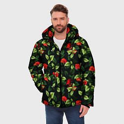 Куртка зимняя мужская Цветочный сад, цвет: 3D-черный — фото 2
