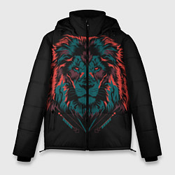 Куртка зимняя мужская Лев на закате, цвет: 3D-светло-серый