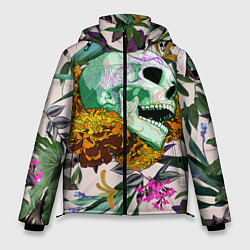 Куртка зимняя мужская Череп в цветах, цвет: 3D-черный