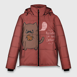 Куртка зимняя мужская Котик любит печеньки, цвет: 3D-черный