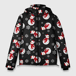 Куртка зимняя мужская Снеговики ночью, цвет: 3D-черный