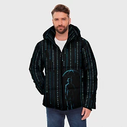 Куртка зимняя мужская Двоичный дождь, матрица, цвет: 3D-черный — фото 2