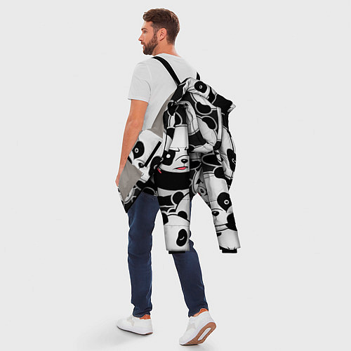 Мужская зимняя куртка Смешные панды / 3D-Светло-серый – фото 5