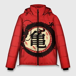 Куртка зимняя мужская Иероглифы Китайский Дракон, цвет: 3D-черный