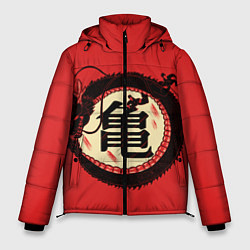 Куртка зимняя мужская Иероглифы Китайский Дракон, цвет: 3D-красный