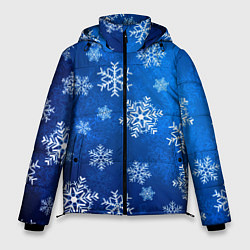 Куртка зимняя мужская Новый Год Снежинки, цвет: 3D-черный