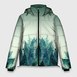 Куртка зимняя мужская Акварельный лес градиент, цвет: 3D-светло-серый