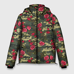 Куртка зимняя мужская Камуфляж и розы, цвет: 3D-черный