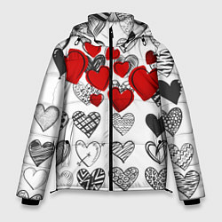 Куртка зимняя мужская Сердца, цвет: 3D-красный