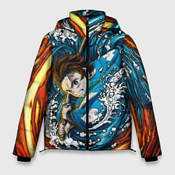 Куртка зимняя мужская Танджиро Камадо Клинок демонов, цвет: 3D-черный