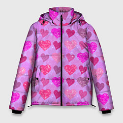 Мужская зимняя куртка Розовые сердечки
