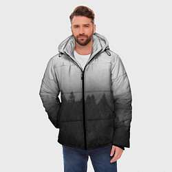 Куртка зимняя мужская Туманный лес, цвет: 3D-черный — фото 2