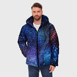 Куртка зимняя мужская Синяя чешуйчатая абстракция blue cosmos, цвет: 3D-светло-серый — фото 2