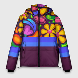 Куртка зимняя мужская Мультяшные Цветы, цвет: 3D-светло-серый