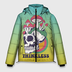 Куртка зимняя мужская Поганки на черепе Психоделика, цвет: 3D-черный