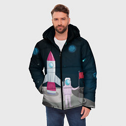 Куртка зимняя мужская Астронавт покоряет космос, цвет: 3D-светло-серый — фото 2