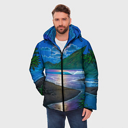 Куртка зимняя мужская Гавайский пейзаж, цвет: 3D-черный — фото 2