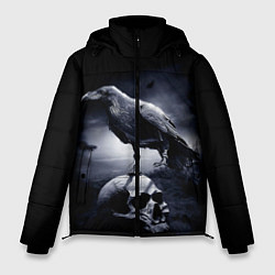Куртка зимняя мужская ЧЕРЕП И ВОРОН, цвет: 3D-черный