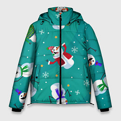 Куртка зимняя мужская РазНые Снеговики, цвет: 3D-черный