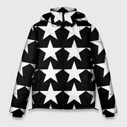 Мужская зимняя куртка Белые звёзды на чёрном фоне