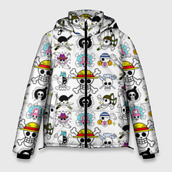 Куртка зимняя мужская Веселые Роджеры пиратов Соломенной Шляпы, цвет: 3D-черный