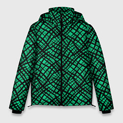 Куртка зимняя мужская Абстрактный зелено-черный узор, цвет: 3D-черный
