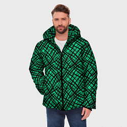 Куртка зимняя мужская Абстрактный зелено-черный узор, цвет: 3D-черный — фото 2