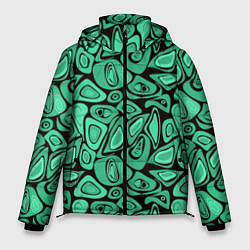 Куртка зимняя мужская Зеленый абстрактный узор, цвет: 3D-черный
