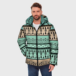 Куртка зимняя мужская Новогодний зимний орнамент, цвет: 3D-светло-серый — фото 2