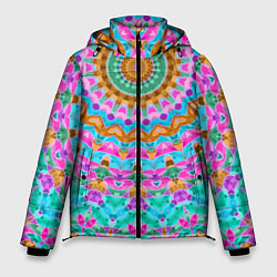 Куртка зимняя мужская Разноцветный калейдоскоп, цвет: 3D-черный