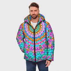 Куртка зимняя мужская Разноцветный калейдоскоп, цвет: 3D-черный — фото 2