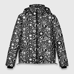 Куртка зимняя мужская Кружевной черно белый узор, цвет: 3D-черный