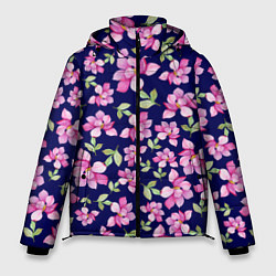 Куртка зимняя мужская Акварельные цветы Магнолии, цвет: 3D-красный