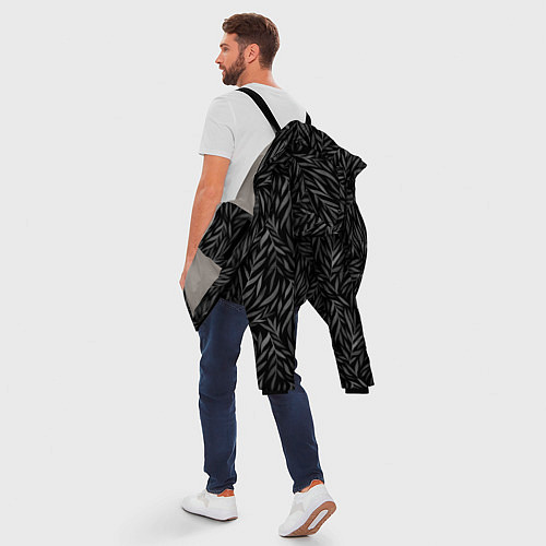 Мужская зимняя куртка Растительный орнамент черно-белый / 3D-Светло-серый – фото 5