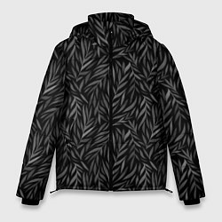 Мужская зимняя куртка Растительный орнамент черно-белый