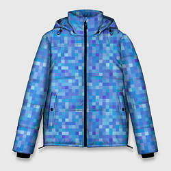 Куртка зимняя мужская Голубая пиксель абстракция, цвет: 3D-черный