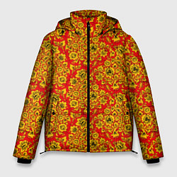 Куртка зимняя мужская Хохломские узоры, цвет: 3D-черный