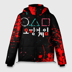 Куртка зимняя мужская Игра в кальмара брызги крови, цвет: 3D-красный