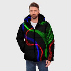 Куртка зимняя мужская Неоновый хаос 3DNeon chaos 3D, цвет: 3D-черный — фото 2