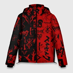 Куртка зимняя мужская BERSERK BLACK RED БЕРСЕРК ПАТТЕРН, цвет: 3D-красный