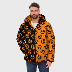 Куртка зимняя мужская УЛЫБКА ТЫКВЫ ХЕЛЛОУИН, цвет: 3D-светло-серый — фото 2