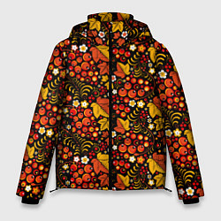 Куртка зимняя мужская Хохлома цветы-ягодки, цвет: 3D-красный