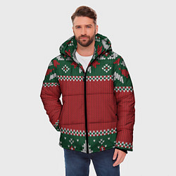 Куртка зимняя мужская Knitted Christmas Pattern, цвет: 3D-светло-серый — фото 2