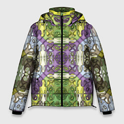 Мужская зимняя куртка Коллекция Фрактальная мозаика Фиолетово-зеленый